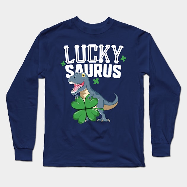 Lucky Saurus T Rex St Patricks Day T-Shirt Pat Trex Kids Long Sleeve T-Shirt by 14thFloorApparel